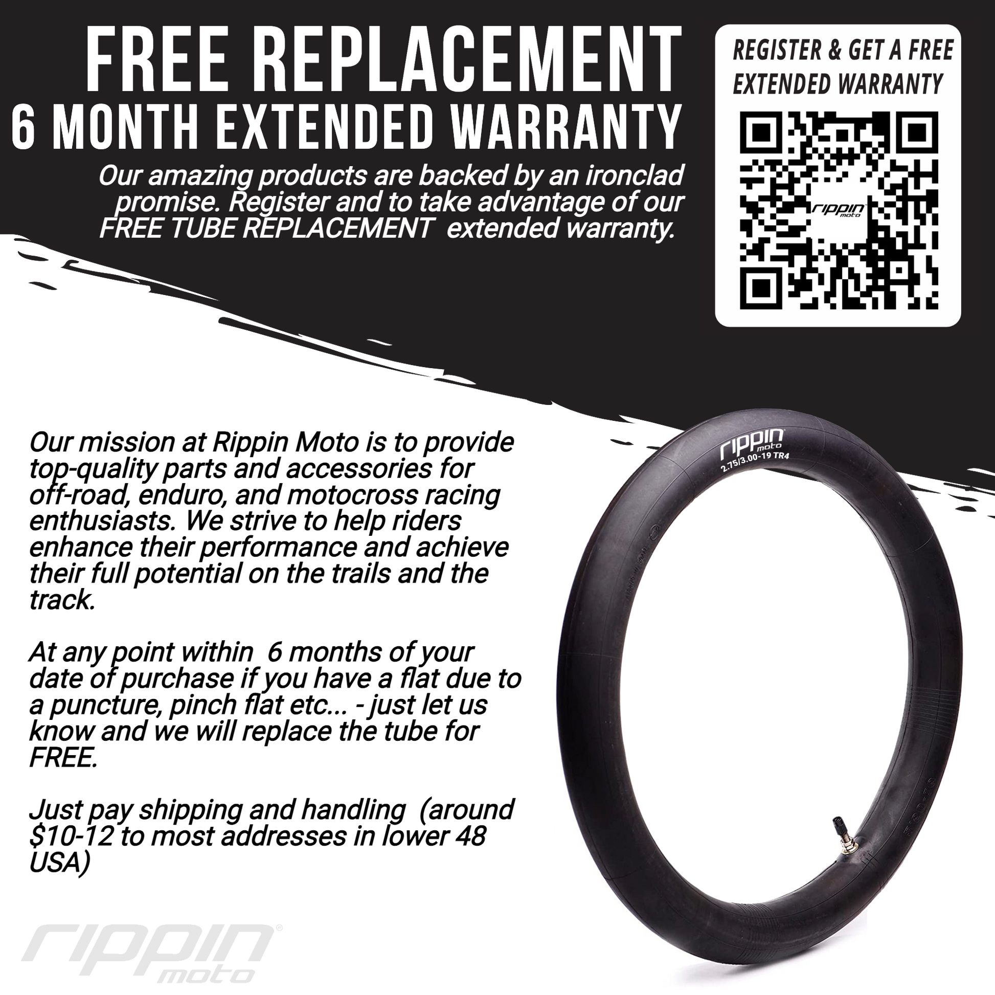 80/100-12 (3.0-12) Heavy Duty Inner Tube 3mm Thick - Howling Moto