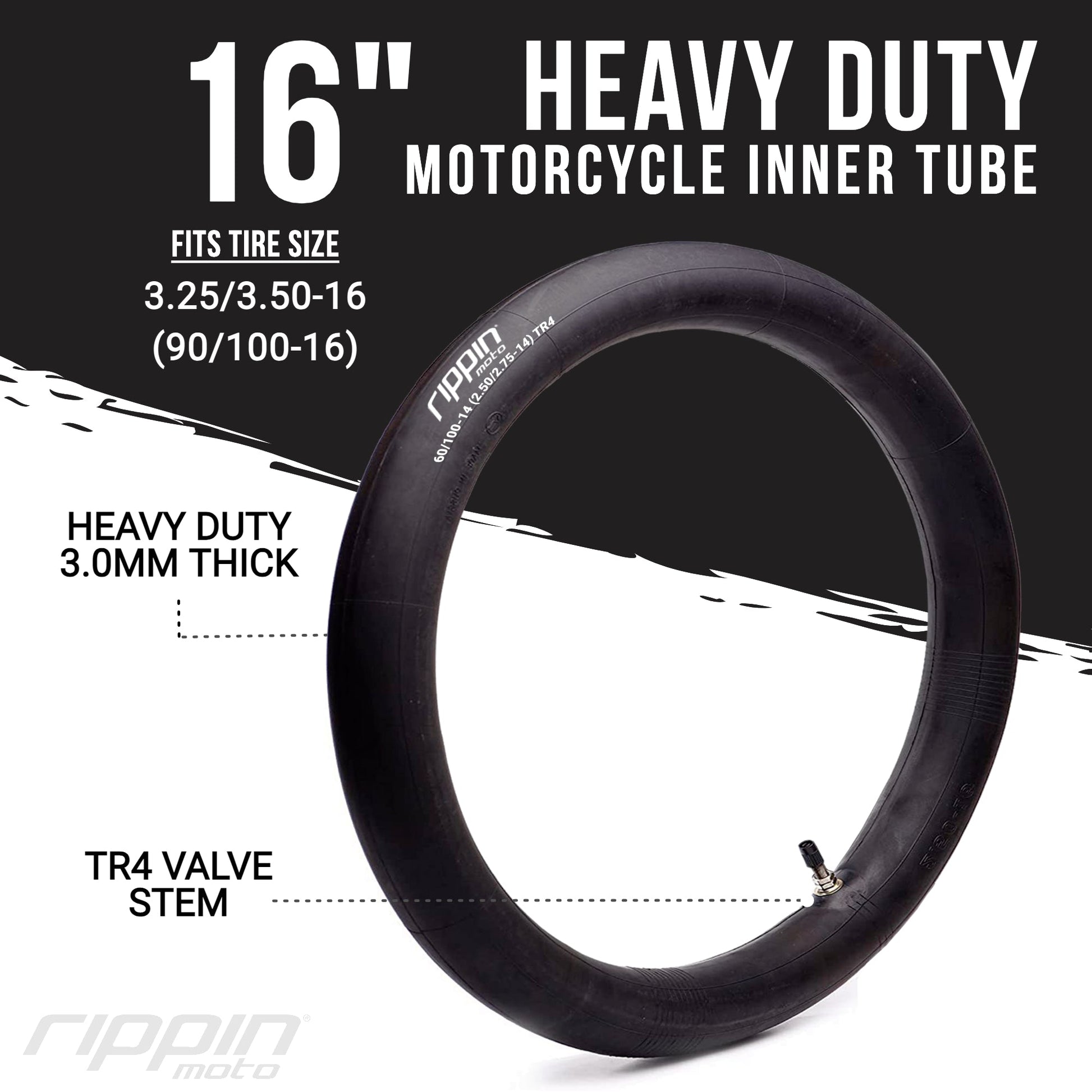 90/100-16 (3.25/3.50-16) Heavy Duty Motorcycle Inner Tube - 3mm Thick - Howling Moto