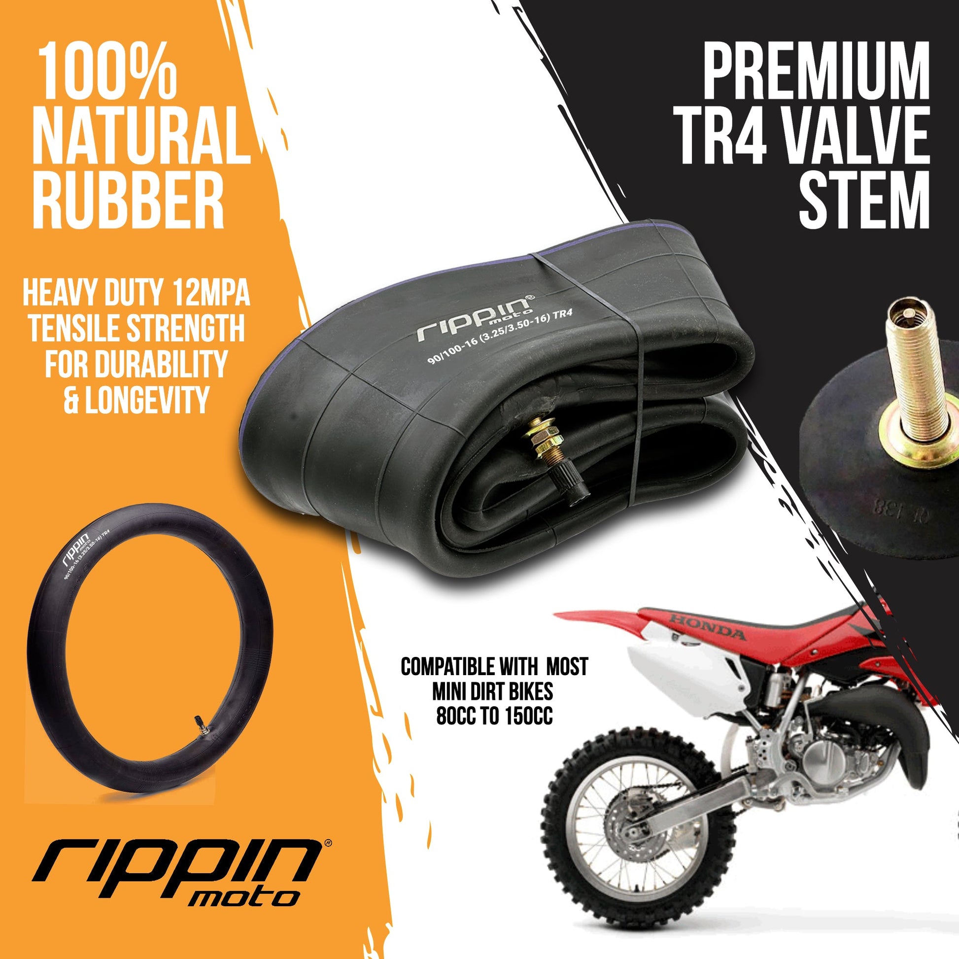 90/100-16 (3.25/3.50-16) Heavy Duty Motorcycle Inner Tube - 3mm Thick - Howling Moto