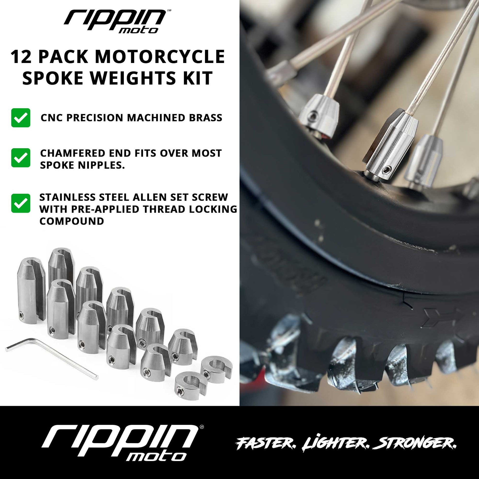 12 Pack Spoke Wheel Weight Kit (Nickel Finish) - Howling Moto