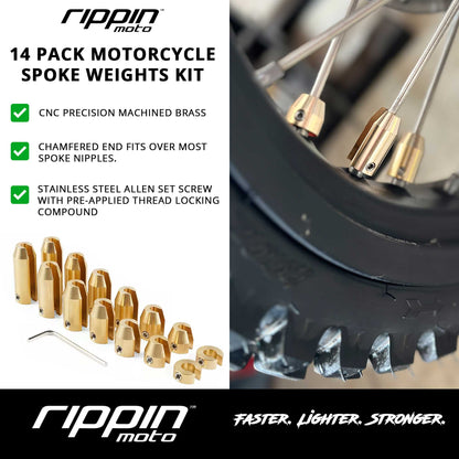 14 Pack Spoke Wheel Weights (Brass) - Howling Moto