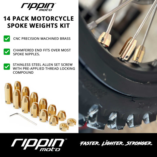 14 Pack Spoke Wheel Weights (Brass) - Howling Moto