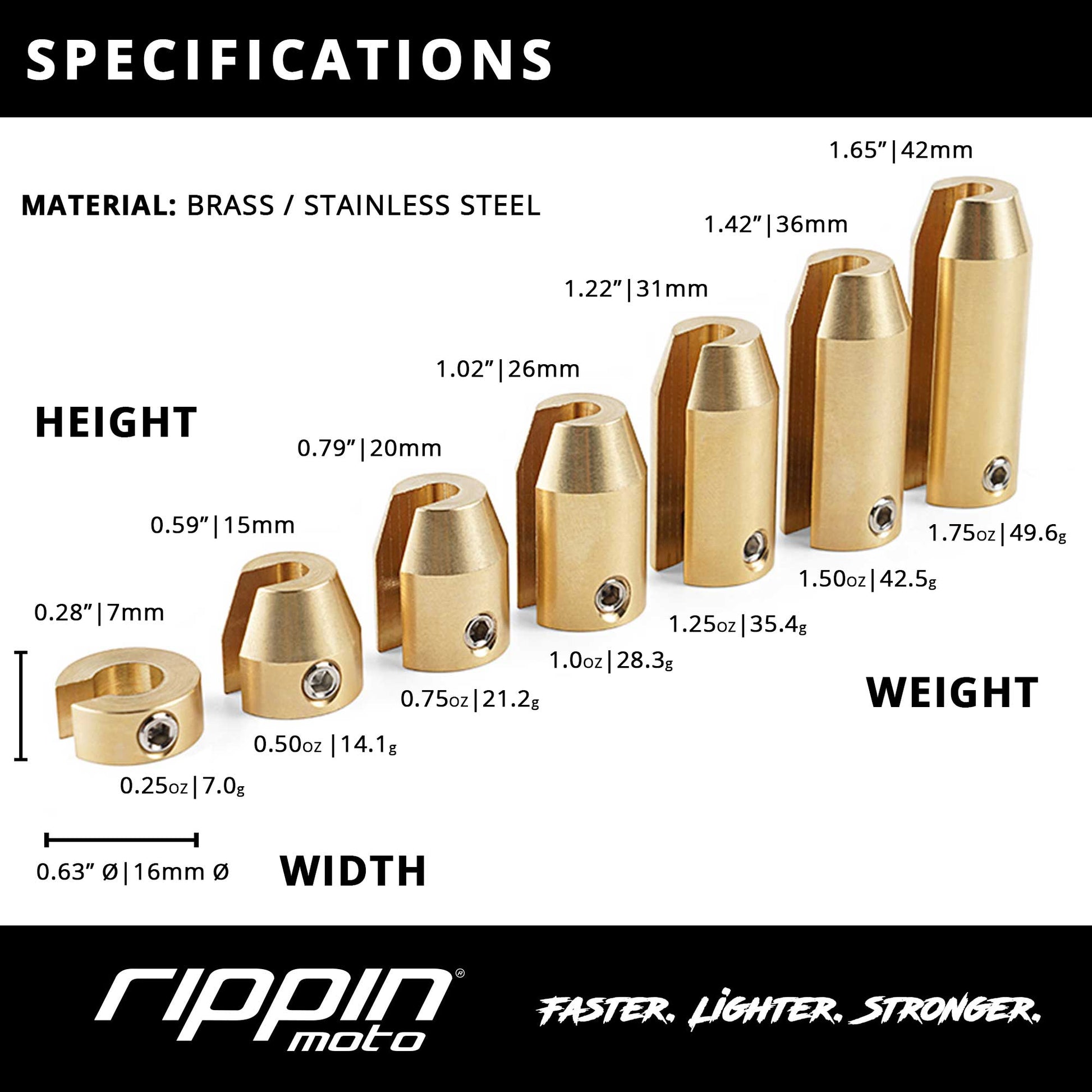 14 Pack Spoke Wheel Weights (Brass) - Howling Moto