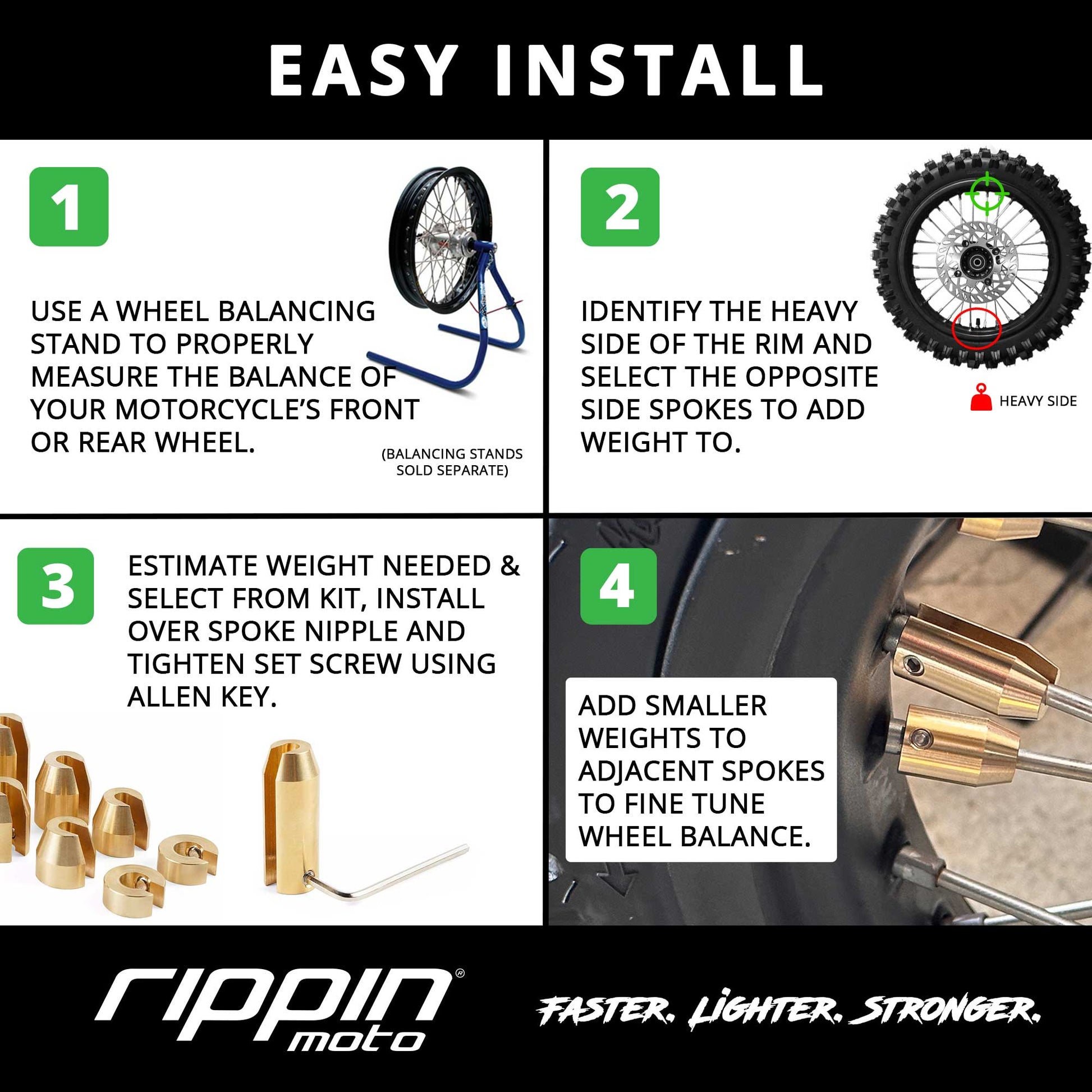 14 Pack Spoke Wheel Weights (Brass) - Howling Moto