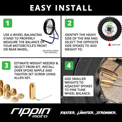 14 Pack Spoke Wheel Weights (Brass) - Howling Moto