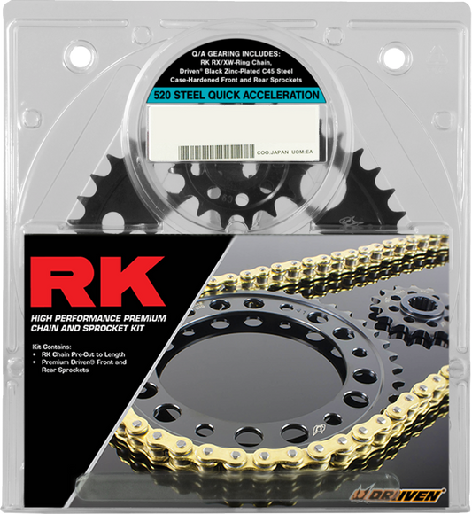 RK 520 XW-Ring Chain and sprocket kit for Yamaha YZF-R7, featuring durable chain links and sprockets for quick acceleration.