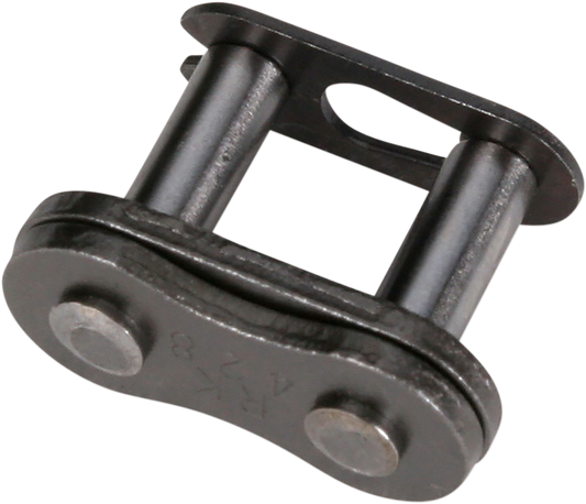 RK M428 standard clip connecting link showing the metal link with spring clip for chain assembly.