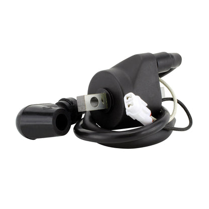 RM STATOR external ignition coil with spark plug cap for motorcycle, showing the coil and attached spark plug cap.