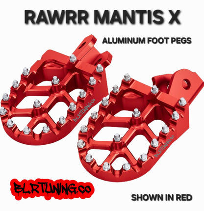 FOOT PEGS FOR RAWRR MANTIS X AND MANTIS X PRO BILLET ALUMINUM WITH STAINLESS STEEL TEETH BY BLR TUNING - Howling Moto