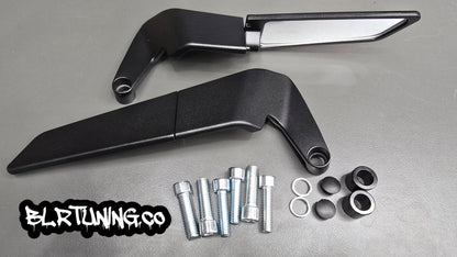 BLR TUNING Perch-Mounted Stealth Winglet Mirrors – Black Aluminum UNIVERSAL FIT - Howling Moto