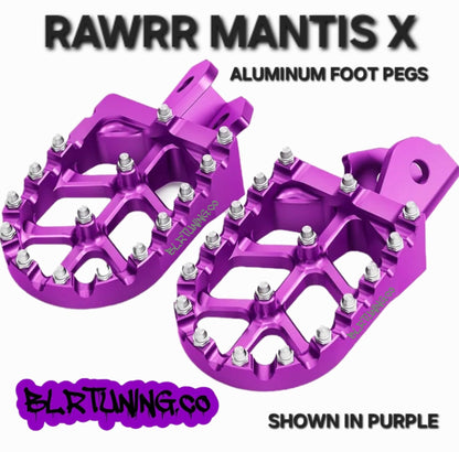 FOOT PEGS FOR RAWRR MANTIS X AND MANTIS X PRO BILLET ALUMINUM WITH STAINLESS STEEL TEETH BY BLR TUNING - Howling Moto