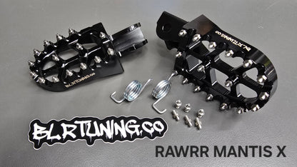 FOOT PEGS FOR RAWRR MANTIS X AND MANTIS X PRO BILLET ALUMINUM WITH STAINLESS STEEL TEETH BY BLR TUNING - Howling Moto