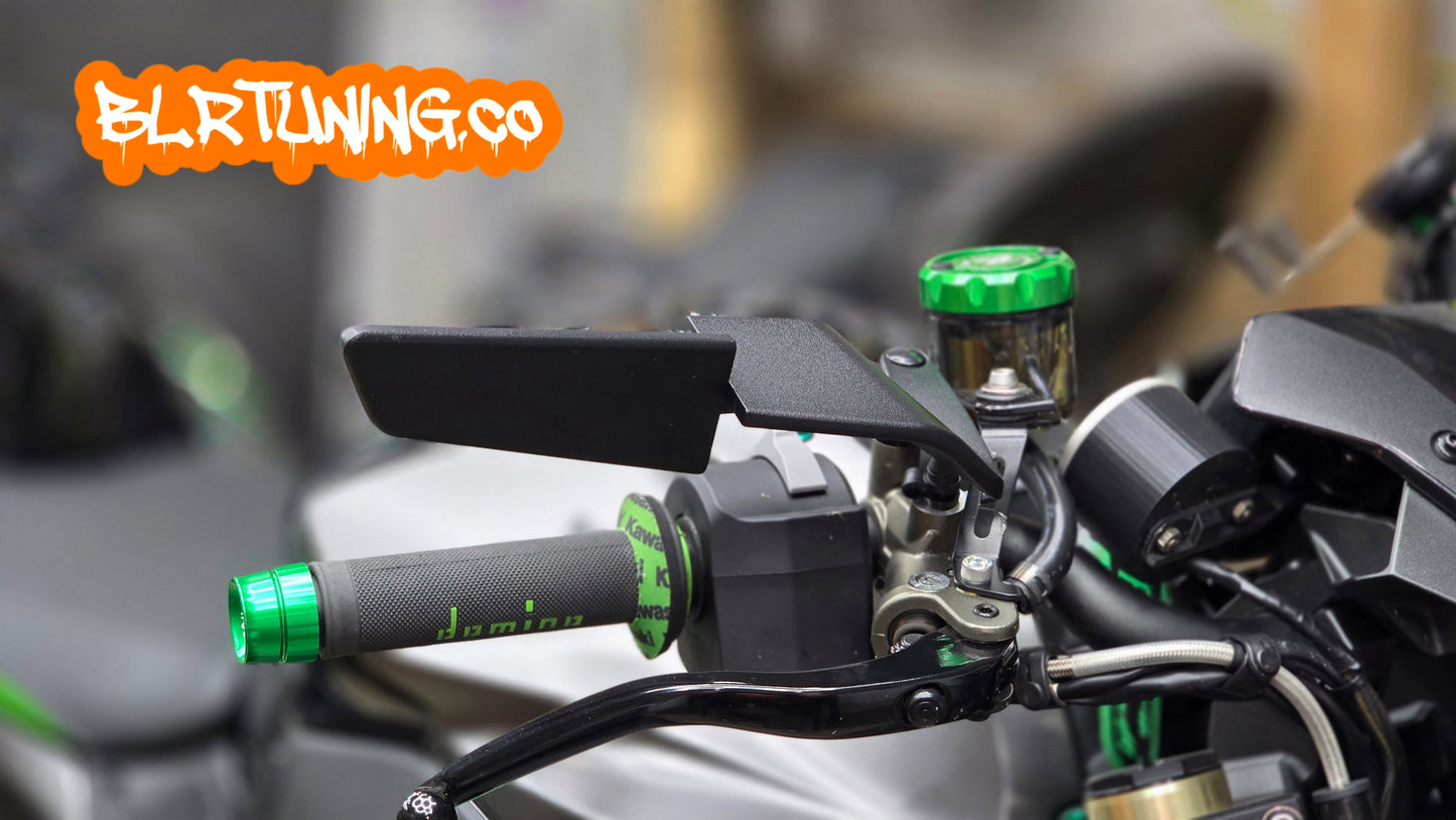 BLR TUNING Perch-Mounted Stealth Winglet Mirrors – Black Aluminum UNIVERSAL FIT - Howling Moto