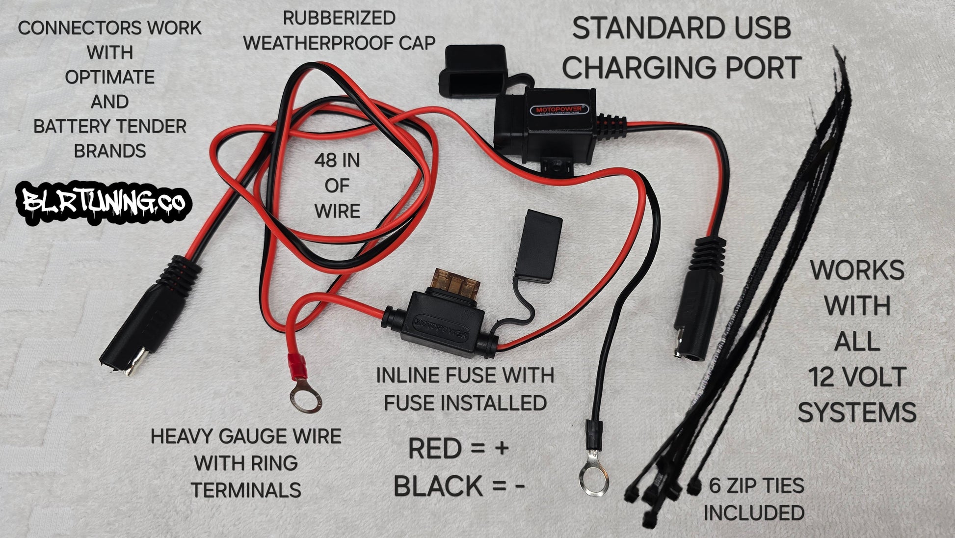 MOTOPOWER 12 VOLT STANDARD USB CHARGING SYSTEM FOR MOTORCYCLES WEATHERPROOF - Howling Moto
