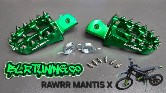FOOT PEGS FOR RAWRR MANTIS X AND MANTIS X PRO BILLET ALUMINUM WITH STAINLESS STEEL TEETH BY BLR TUNING - Howling Moto