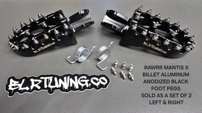 FOOT PEGS FOR RAWRR MANTIS X AND MANTIS X PRO BILLET ALUMINUM WITH STAINLESS STEEL TEETH BY BLR TUNING - Howling Moto