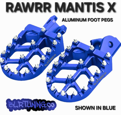 FOOT PEGS FOR RAWRR MANTIS X AND MANTIS X PRO BILLET ALUMINUM WITH STAINLESS STEEL TEETH BY BLR TUNING - Howling Moto