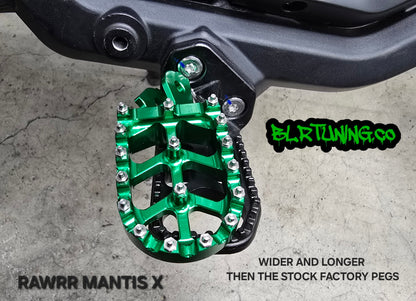 FOOT PEGS FOR RAWRR MANTIS X AND MANTIS X PRO BILLET ALUMINUM WITH STAINLESS STEEL TEETH BY BLR TUNING - Howling Moto