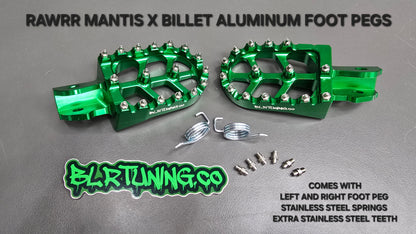 FOOT PEGS FOR RAWRR MANTIS X AND MANTIS X PRO BILLET ALUMINUM WITH STAINLESS STEEL TEETH BY BLR TUNING - Howling Moto