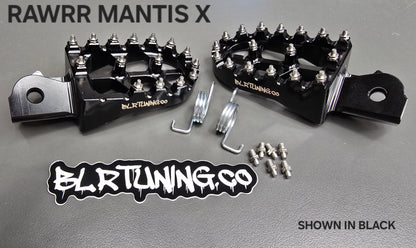 FOOT PEGS FOR RAWRR MANTIS X AND MANTIS X PRO BILLET ALUMINUM WITH STAINLESS STEEL TEETH BY BLR TUNING - Howling Moto