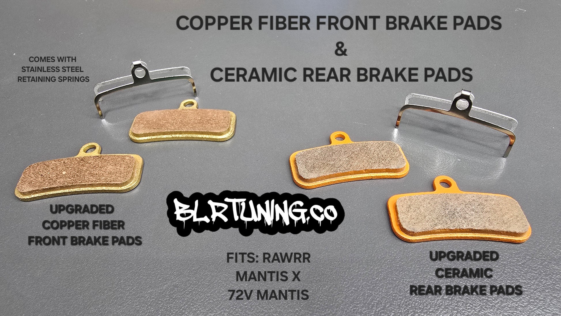 CERAMIC REAR AND COPPER FIBER FRONT BRAKE PAD COMBO UPGRADE FOR RAWRR MANTIS X AND 72V MANTIS - Howling Moto