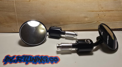 ROUND BAR END MIRRORS SOLID MOUNT NON FOLDING UNIVERSAL FIT FOR 7/8 OPEN END MOTORCYCLE HANDLEBARS - Howling Moto
