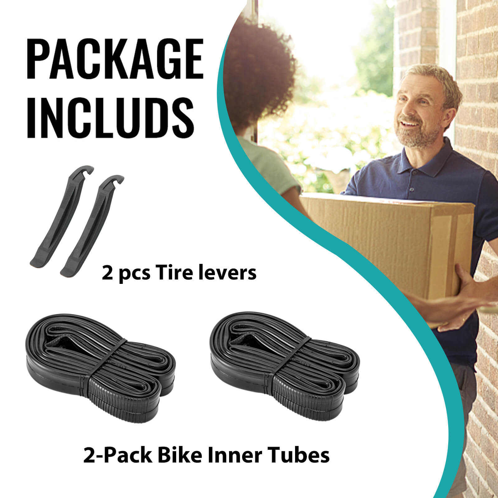 Hycline 700×25C bike tube for road bikes, showing a close-up of the durable inner tube ready for installation.