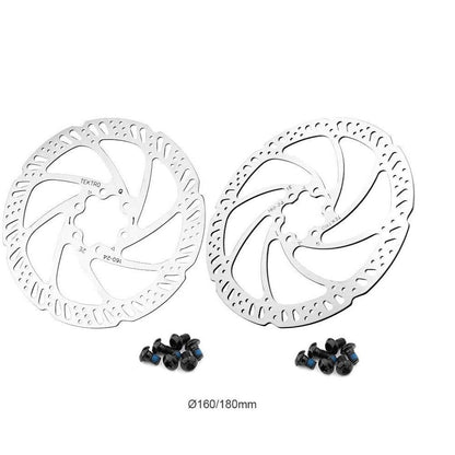 Hycline Tektro HD-E350 hydraulic disc brake set for electric bikes with front and rear brakes, rotors, and IS adapter.