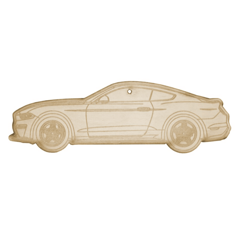 ZSPEC Laser-Engraved Wood Ornament, Style: Ford Mustang Late-Model, Birch, ~5" - Howling Moto