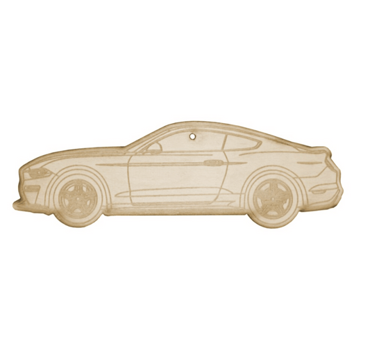ZSPEC Laser-Engraved Wood Ornament, Style: Ford Mustang Late-Model, Birch, ~5" - Howling Moto