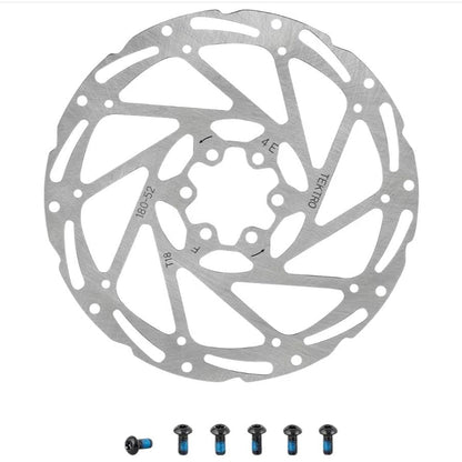 Hycline Tektro TR-24 disc brake rotor in stainless steel, 140mm to 203mm, 6-bolt bike brake rotor shown in image.