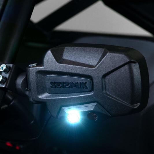 Seizmik Pursuit Night Vision LED sideview mirror for UTVs with adjustable clamp, white and green Cree LED illumination