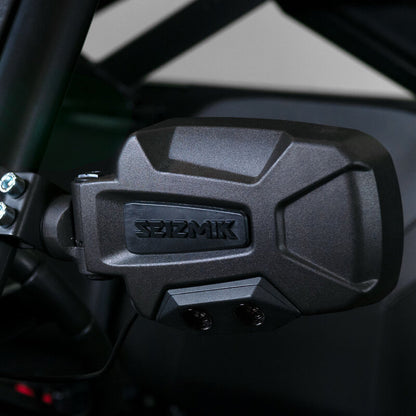 Seizmik Pursuit Night Vision LED sideview mirror for UTVs with adjustable clamp and white-green Cree LED illumination.