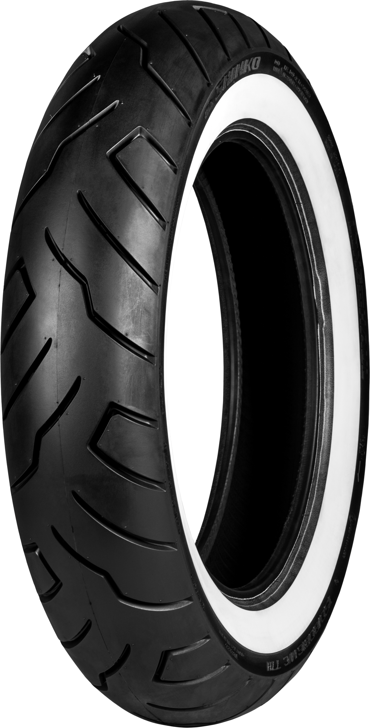 Shinko SR999 cruiser rear tire with white wall, 180/60-16 size, designed for long-haul motorcycle cruising.