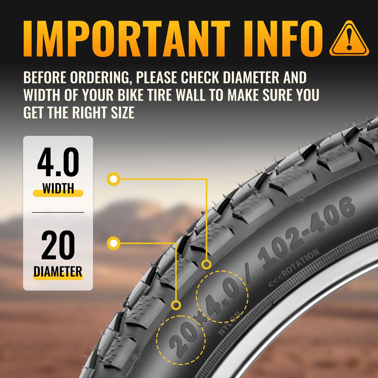 Hycline R4FT E-Bike and Fat Bike Tire in size, featuring rugged tread and durable rubber for off-road cycling.