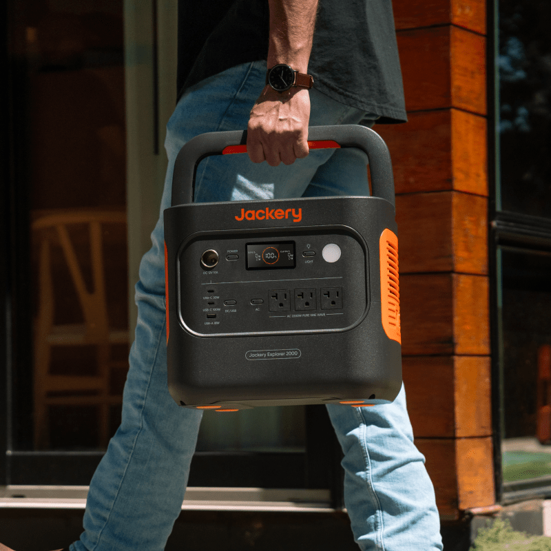 Jackery Solar Generator 2000 V2 with multiple output ports and compact design for portable solar power.