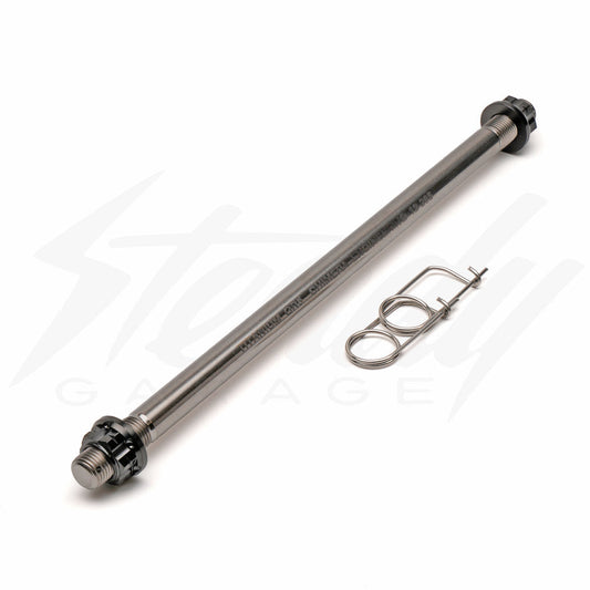 Steady Garage Chimera Engineering GR-5 Titanium Axle Shaft with nuts for Honda Grom rear wheel, M12 x 310mm length, universal fitment