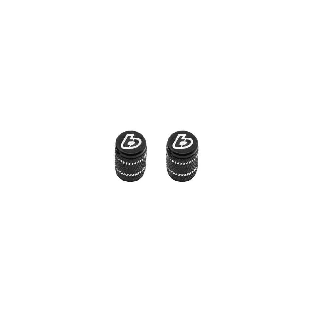 TB Valve Stem Cap Set, Black w/ TB logo - Howling Moto