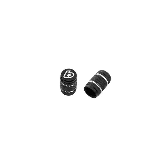 TB Valve Stem Cap Set, Black w/ TB logo - Howling Moto
