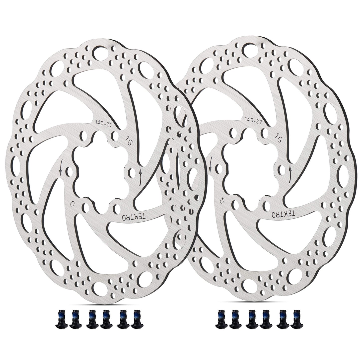 Tektro TR-24 bicycle disc brake rotor, 180mm, stainless steel, 6-bolt mount, for mountain or road bikes.