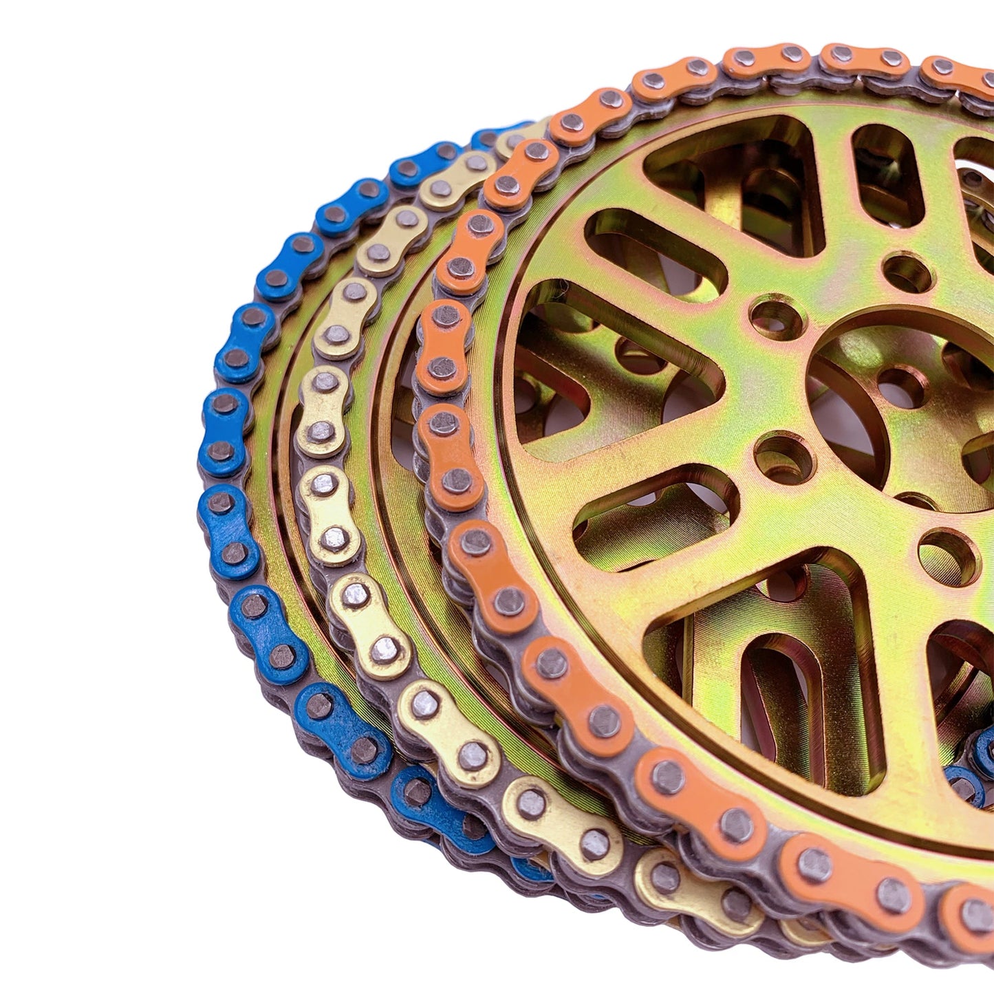 eDirtyBike 219 Primary Drive Replacement Chain for Talaria X3, durable chain drive component, close-up of the new chain.