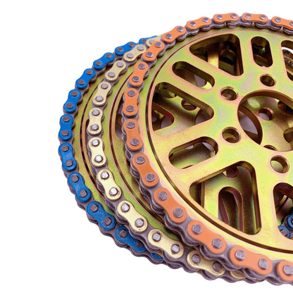 eDirtyBike 219 Primary Drive Replacement Chain for Talaria X3, durable chain drive component, close-up of the new chain.