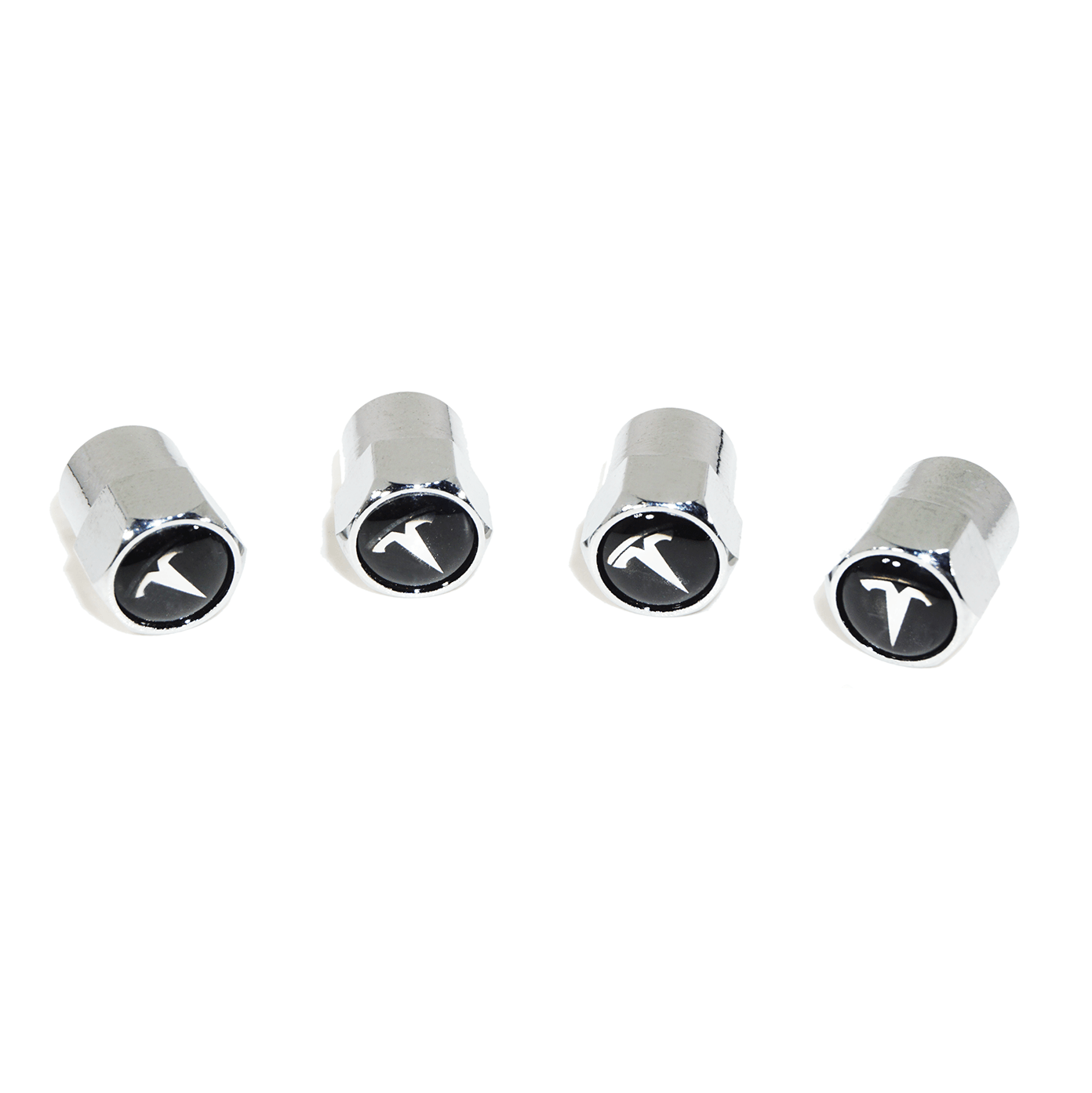 Chrome Valve Stem Tire Caps, Style: Tesla - Howling Moto