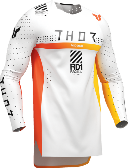 White THOR Sportmode Synth Jersey featuring breathable fabric and sleek design, ideal for cycling and active sports.