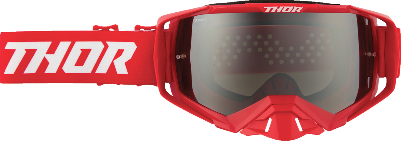 THOR Activate Goggle Flite Red with Mirror Lens, motocross protective eyewear with red frame and reflective lens