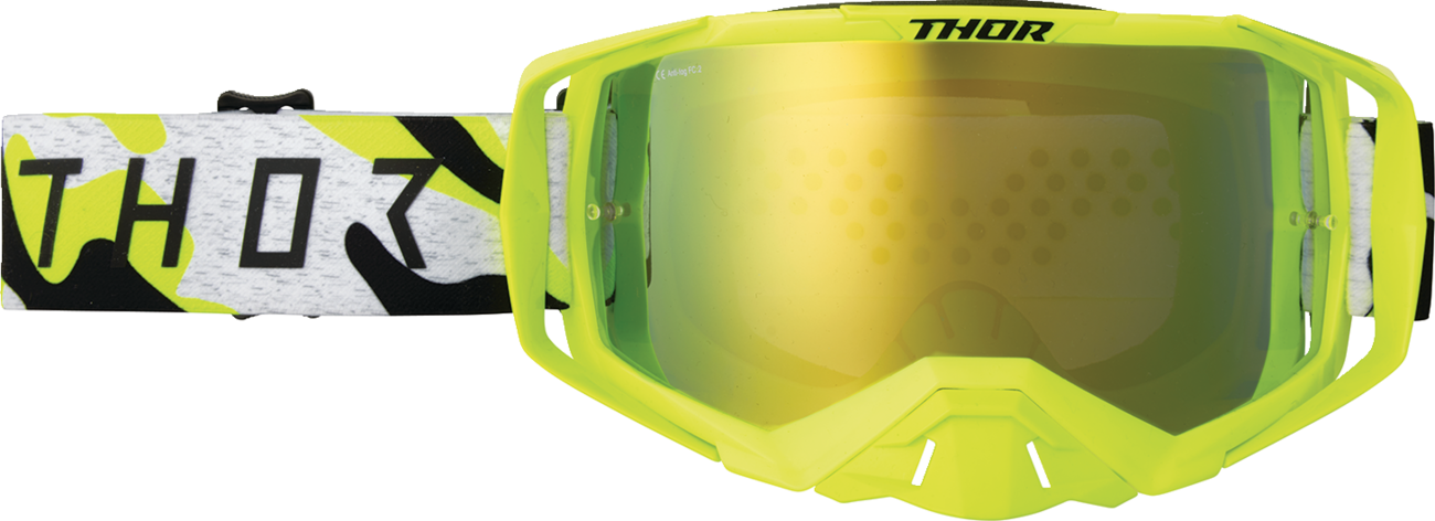 THOR Activate Riot Goggle with Acid Lime Mirror Lens, protective sports eyewear for motocross and off-road riding.