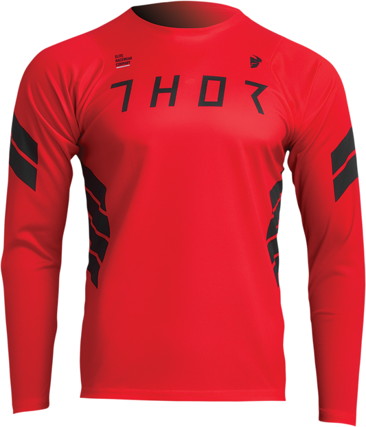 Red THOR Assist Sting long-sleeve MTB jersey in XL, featuring moisture-wicking fabric and mountain biking design.