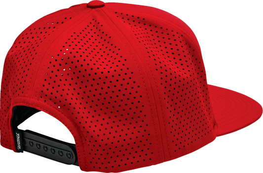 Red THOR Badge Hat featuring the THOR logo, stylish and casual headwear with a prominent badge design.