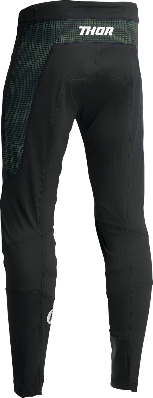 THOR Intense Assist Berm Pants in black and camo, US size 32, designed for motocross riding and off-road sports.