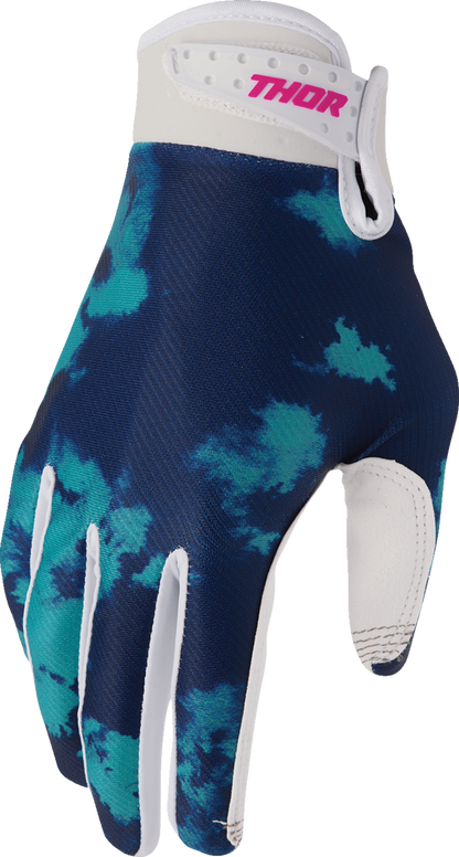 THOR, THOR Launchmode Bleach Gloves White/Aqua XS - Comfortable and Durable Motorcycle Gloves